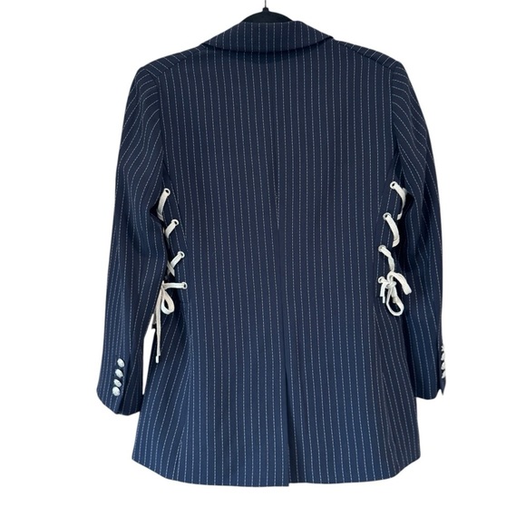 Veronica Beard Taylor Striped Lace-Up Blazer. Size 8. - Picture 7 of 14